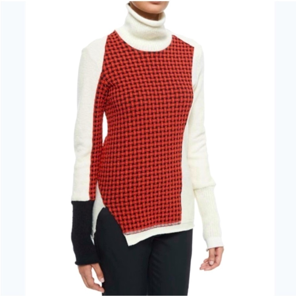 3.1 Philip Lim collage wool blend turtle neck sweater